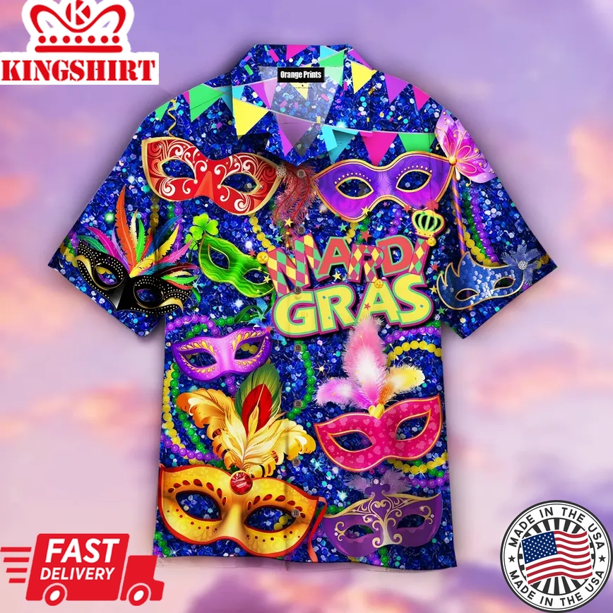 I'm Just Here For The Beads Mardi Gras Trendy Hawaiian Shirt For