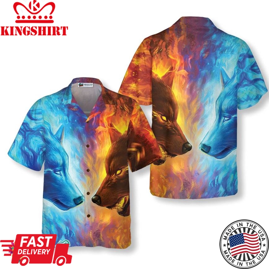 Ice And Fire Wolf Hawaiian Shirt