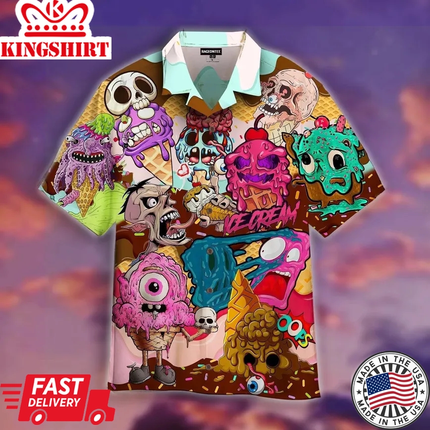 Ice Cream Zombie Halloween Trendy Hawaiian Shirt For