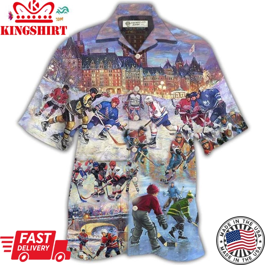 Ice Hockey Colorful Night Hawaiian Shirt