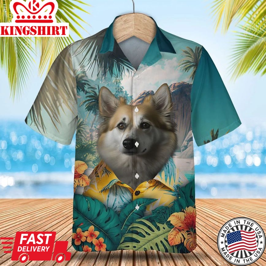 Icelandic Sheepdog Tropic Oasis - Stand Out in the Tropics with this 3D Trendy Hawaiian Shirt