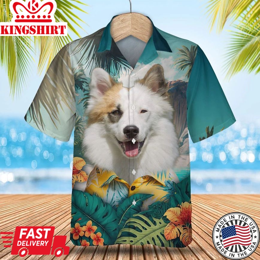 Icelandic Sheepdog Tropical Delight - Experience Paradise with this Vibrant Trendy Hawaiian Shirt