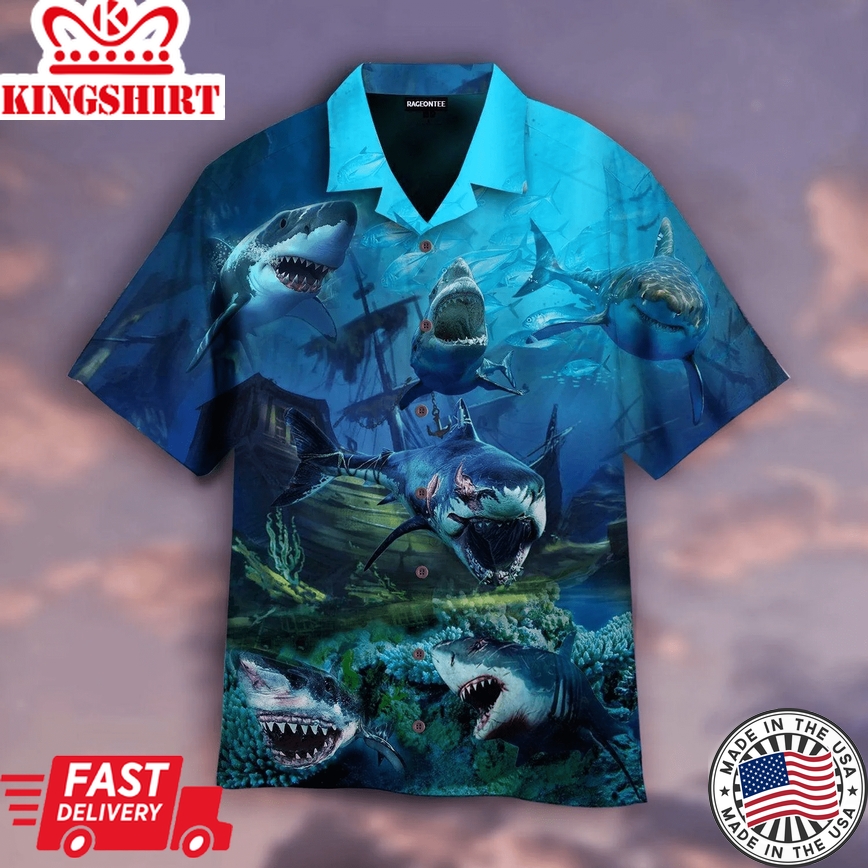 In A World Full Of Fish, Be A Shark Trendy Hawaiian Shirt For