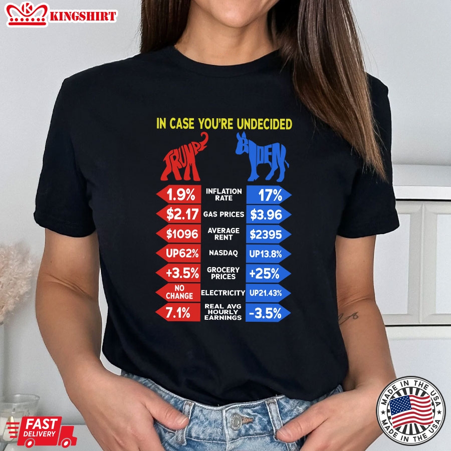 In Case You're Undecided Trump Biden Republican Party Democratic Party Election 2024 T-Shirt