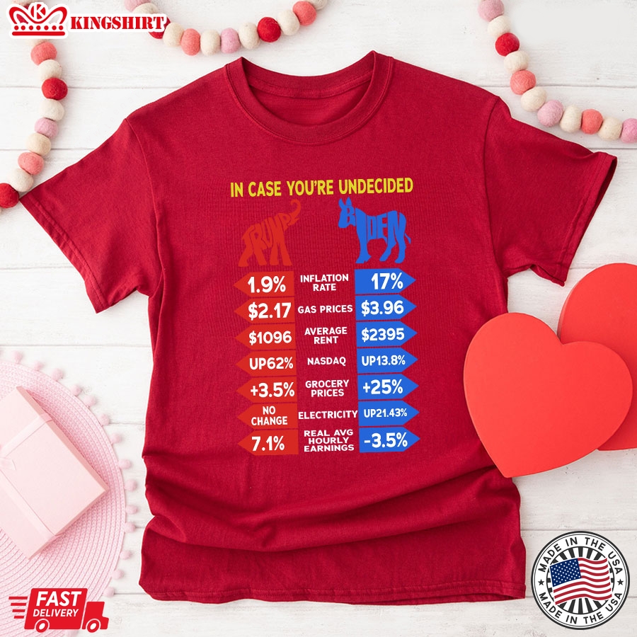 In Case You're Undecided Trump Biden Republican Party Democratic Party Election 2024 T-Shirt