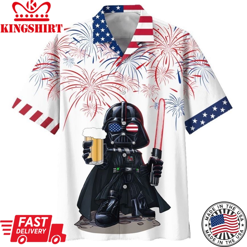 Independence Day Sw Darth Vader With Beer - Hawaiian Shirt