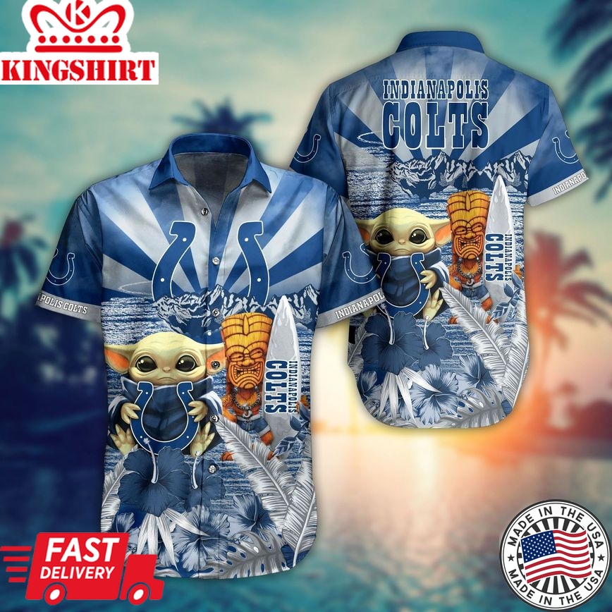 Indianapolis Colts NFL Baby Yoda Hawaiian For Men