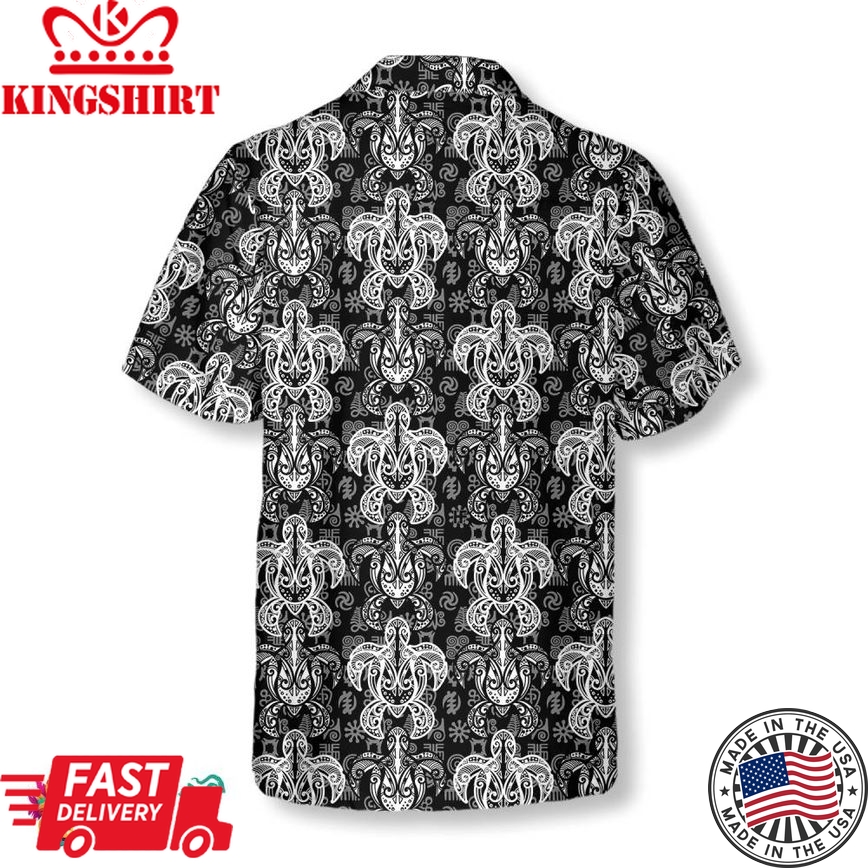 Indigenous Tribal Polynesian Style Sea Turtle Hawaiian Shirt