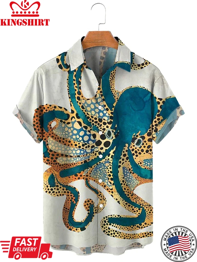 Ink Ocean Octopus Art Trendy Hawaiian Shirt