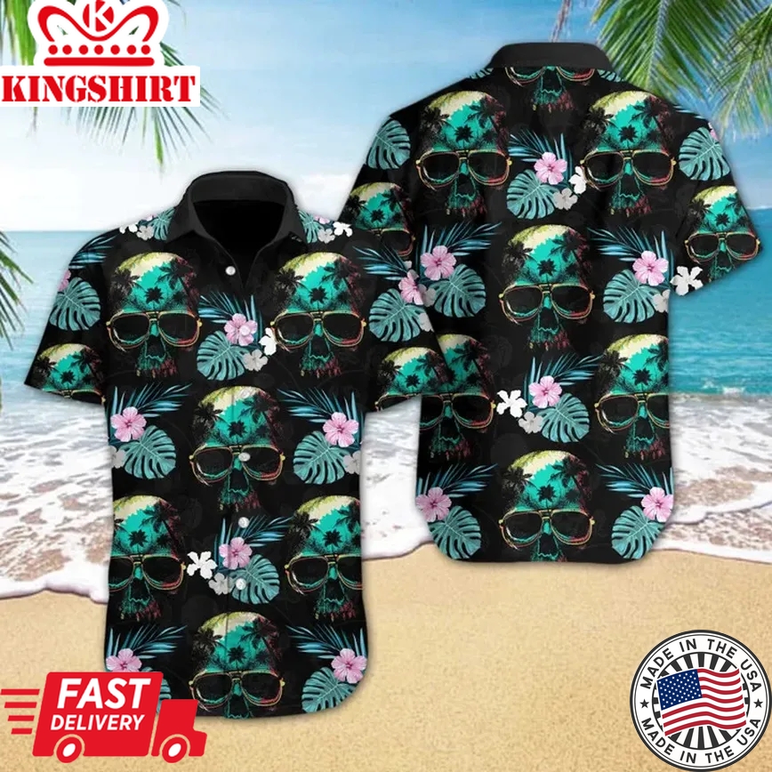 Into Darkness Skull Beach Design Trendy Hawaiian Shirt