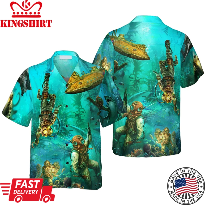 Into The Sea Scuba Diving Trendy Hawaiian Shirt For Men