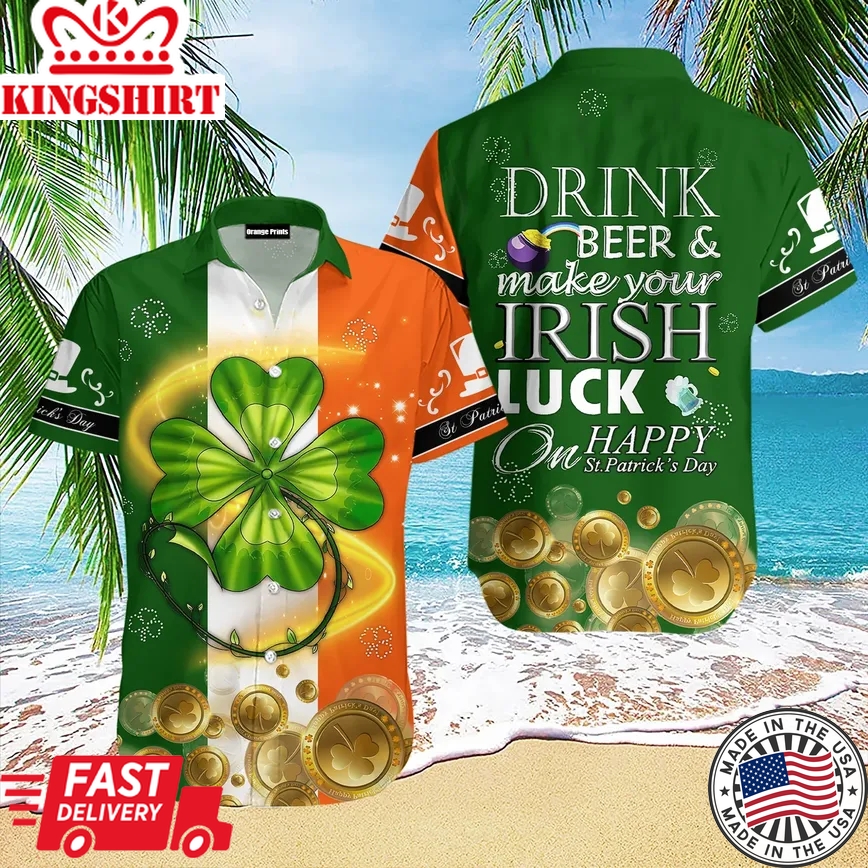 Ireland Flag St Patrick's Day Trendy Hawaiian Shirt For