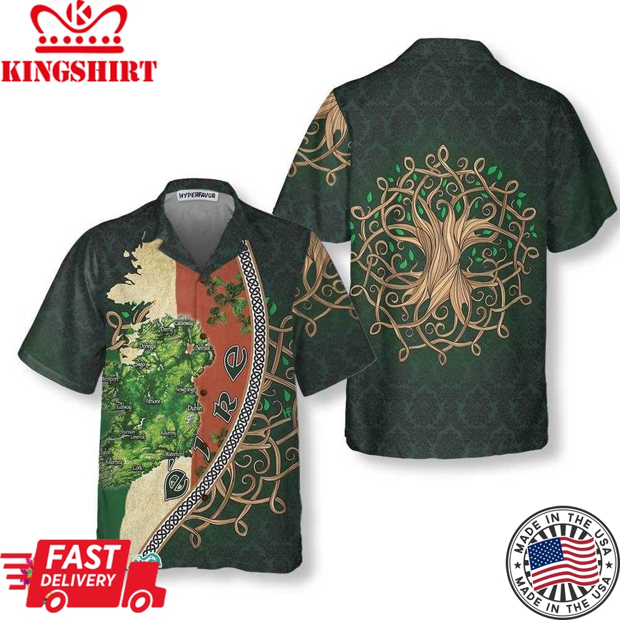 Ireland Map Happy Saint Patrick's Day Hawaiian Shirt, St. Patricks Day Shirt, Cool St Patrick's Day Gift