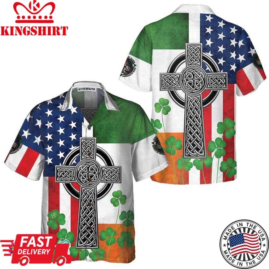 Irish American Hawaiian Shirt, St. Patricks Day Shirt, Cool St Patrick's Day Gift