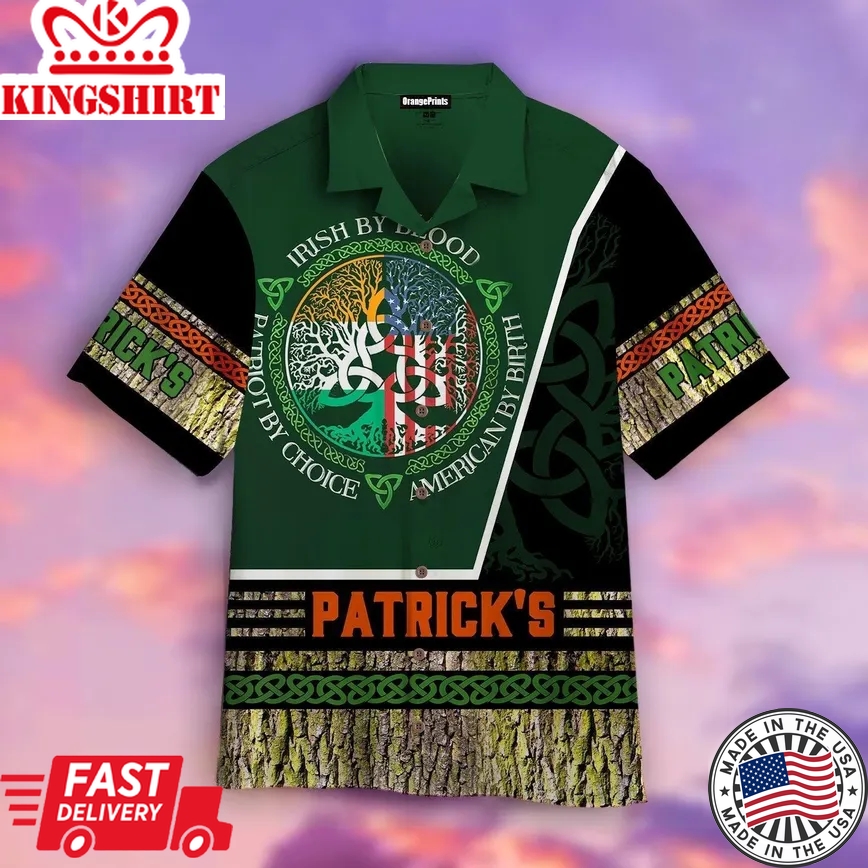 Irish Blood American St Patrick's Day Trendy Hawaiian Shirt For