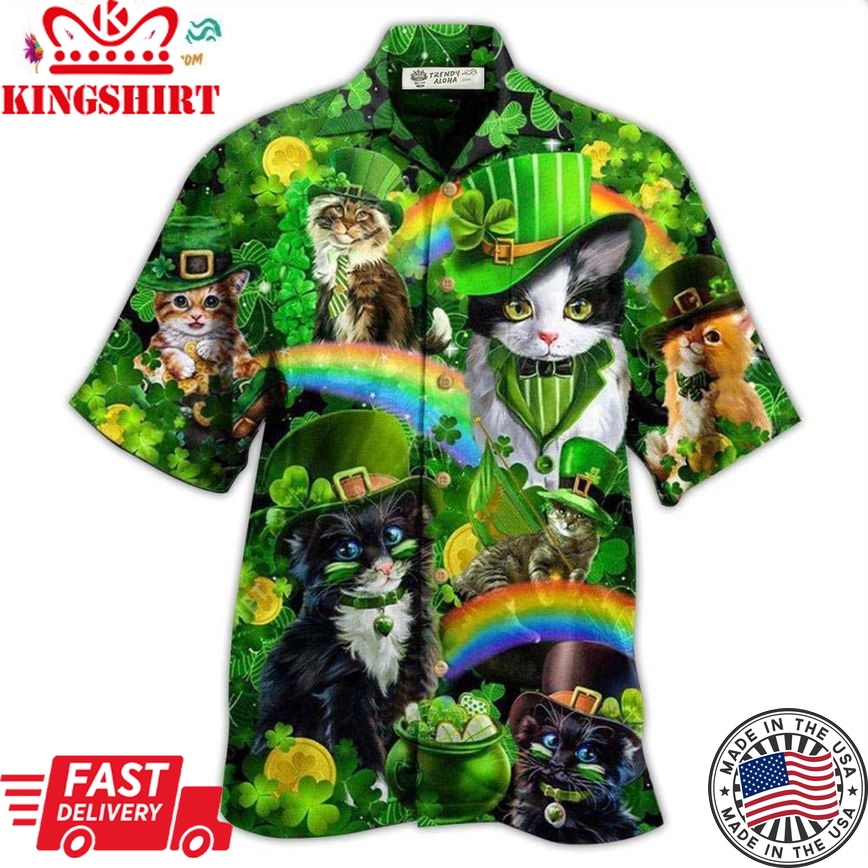 Irish Cat Shamrocks Irish Saint Patricks Day Hawaiian Shirt