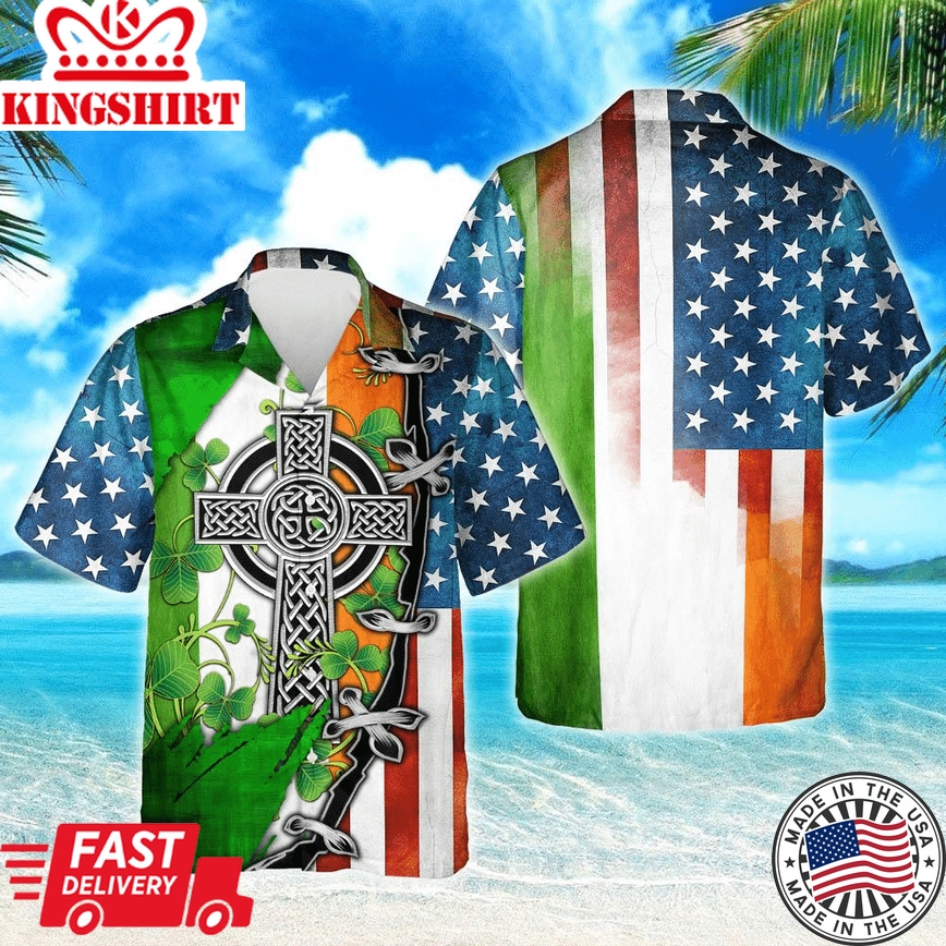 Irish Celtic Cross American Hawaiian Shirt