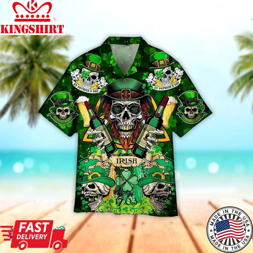 Irish Saint Patrick Day Hawaiian Aloha Beach Shirt