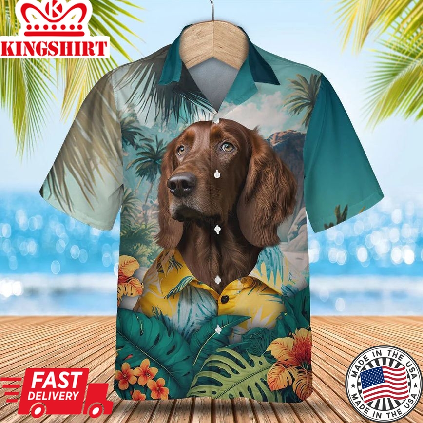 Irish Setter Paradise Breeze - Embrace the Tropical Vibes with this 3D Trendy Hawaiian Shirt