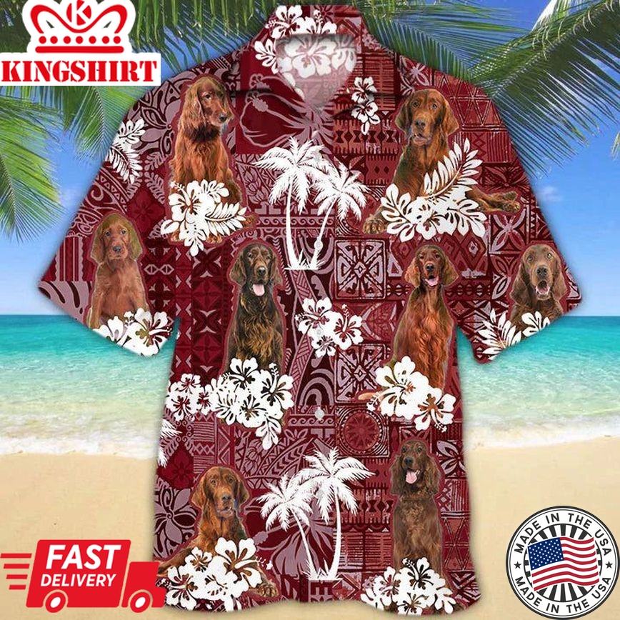 Irish Setter Red Hawaiian Shirt, Gift For Dog Lover Shirts, Men's Hawaiian Shirt, Summer Hawaiian Aloha Shirt