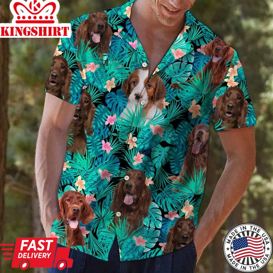 Irish Setter Tropical Hawaiian Aloha Shirts, Summer Gift For Men And Women