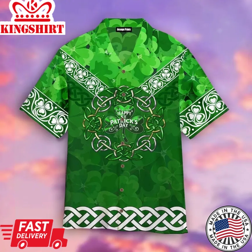 Irish Shamrock St Patrick Day Trendy Hawaiian Shirt For