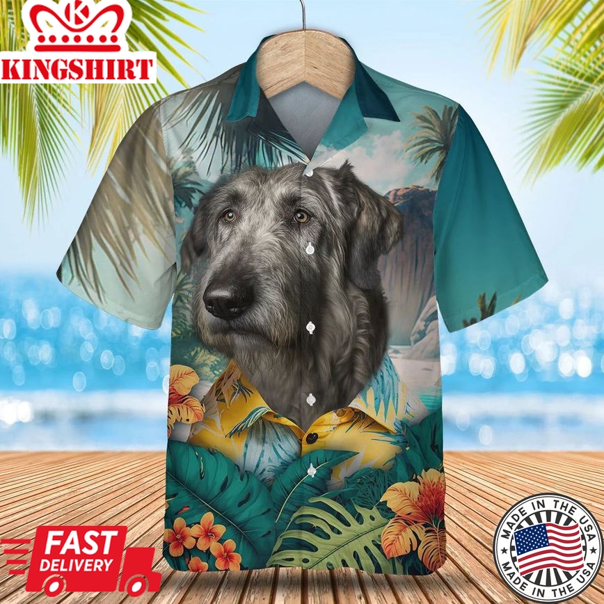 Irish Wolfhound Tropical Paradise - Embrace the Tropical Vibes with this Trendy Hawaiian Shirt