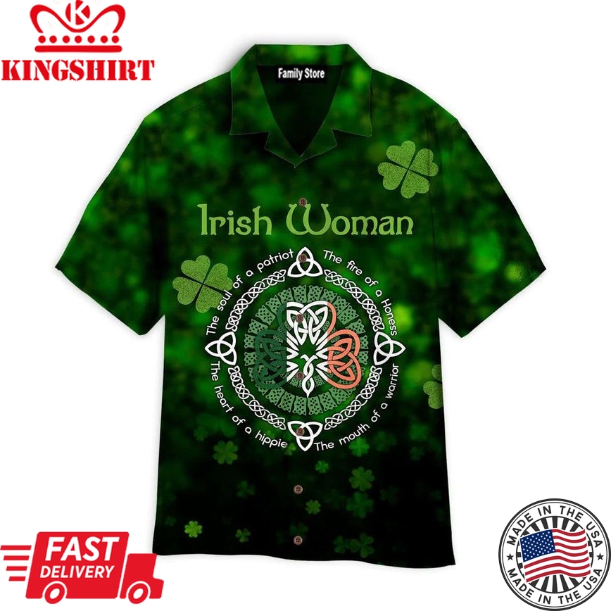 Irish Woman Happy St Patrick Hawaiian Shirts