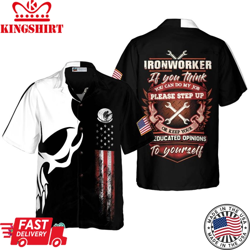 Ironworker Proud Skull Hawaiian Shirt