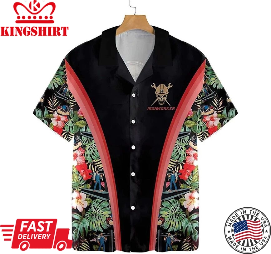 Ironworker Summer Clothes Hawaiian Shirt, Button Up Aloha Shirt For Men, Women