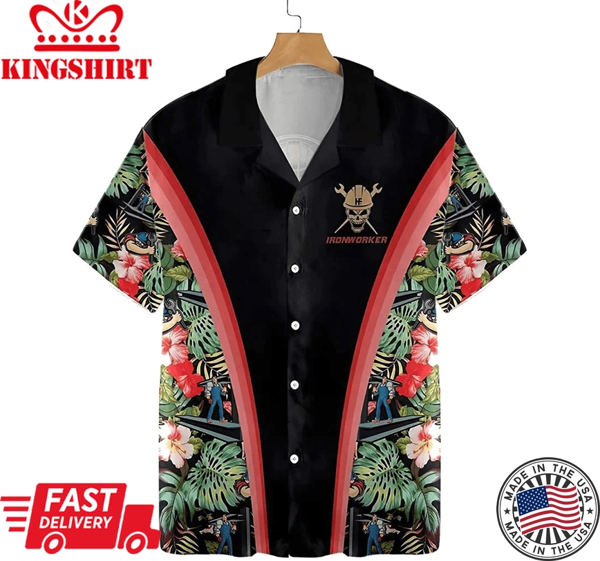 Ironworker Summer Clothes Trendy Hawaiian Shirt, Button Up Aloha Shirt For Men, Women