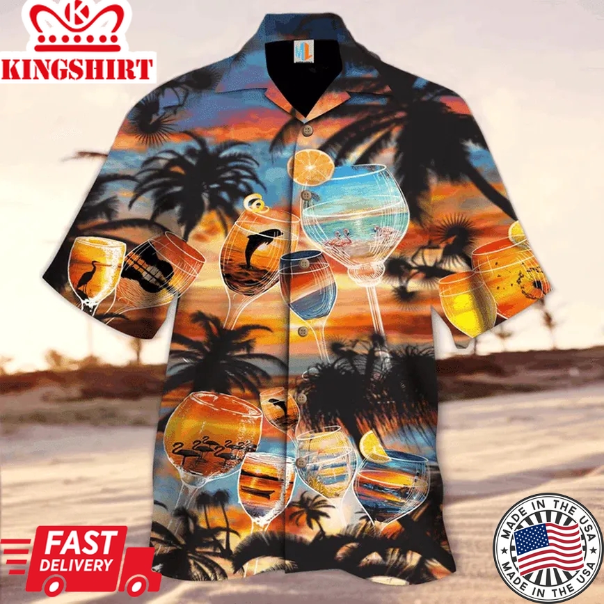 It's Time For Wine Trendy Hawaiian Shirt