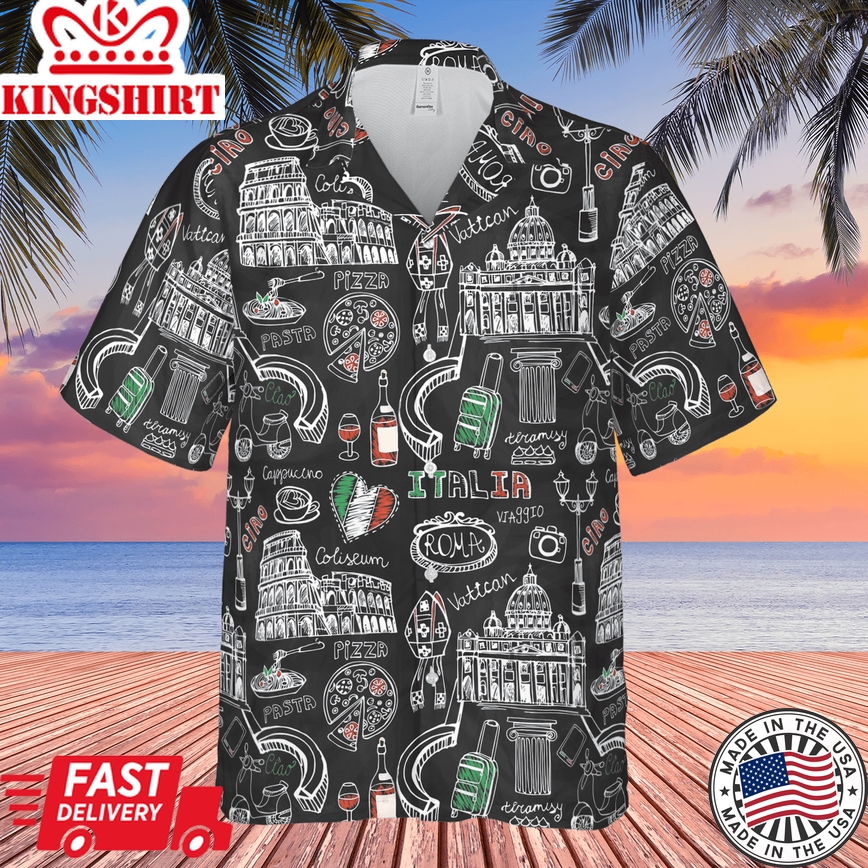 Italy Symbols Trendy Hawaiian Shirt For Aloha Shirt