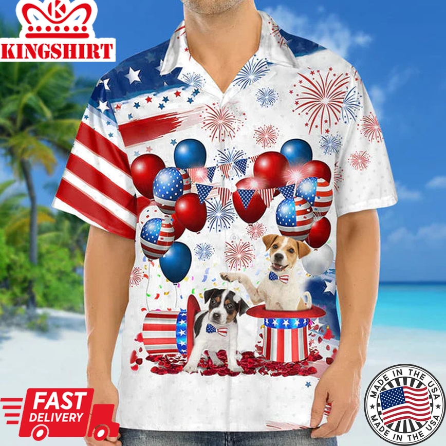 Jack Russell Terrier Independence Day Trendy Hawaiian Shirt For Men And Women, 4Th Of July Trendy Hawaiian Shirt