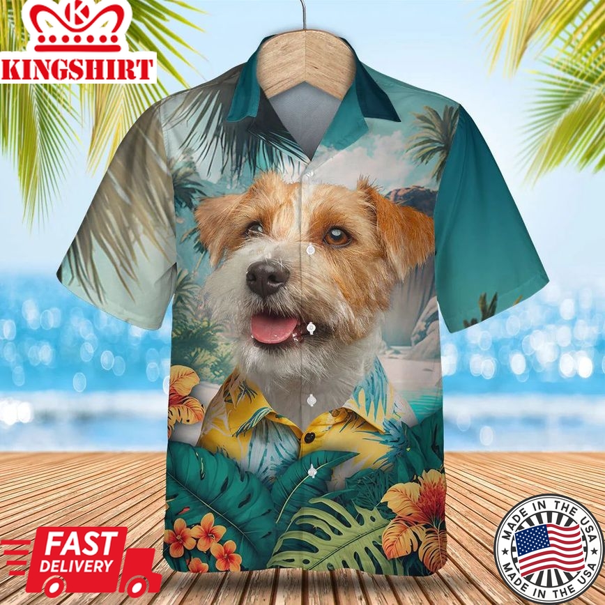 Jack Russell Terrier Tropic Escape - Stand Out in the Tropics with this Exquisite Trendy Hawaiian Shirt