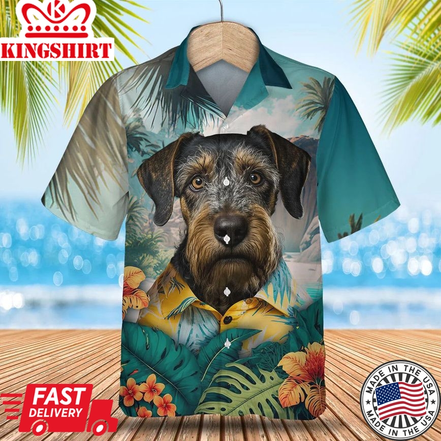 Jagdterrier Tropical Getaway - Experience Paradise with this Tropical Trendy Hawaiian Shirt