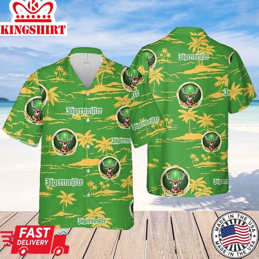 Jagermeister Hawaiian Beach Pattern Shirt, Hawaii Beer Shirt, Jagermeister Hawaiian Summer Shirt, Jagermeister Aloha Shirt