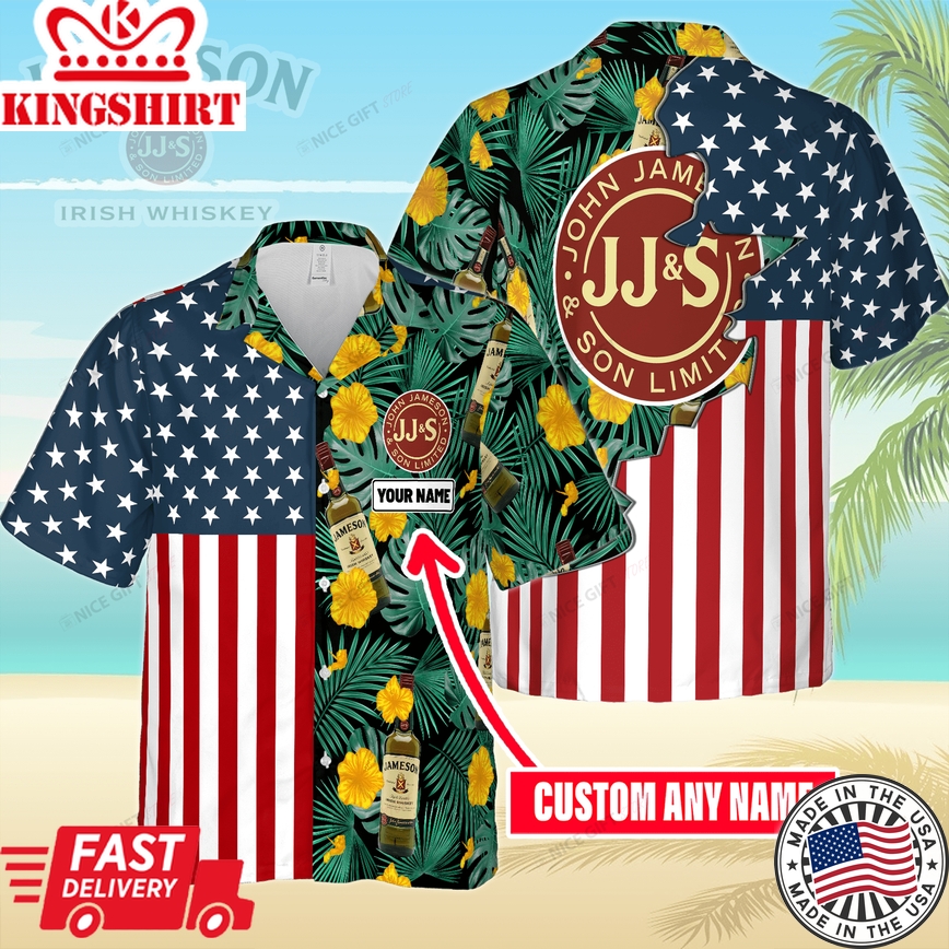 Jameson Whiskey Hawaiian Custom Name Party Shirt