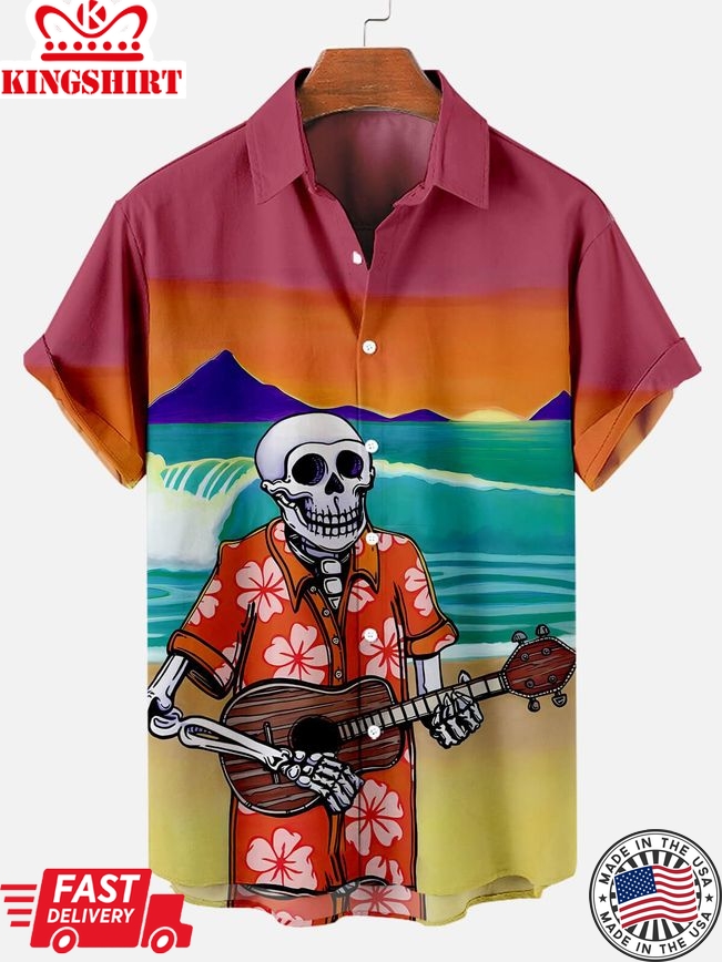 Jammin' Jolly Rogers: Hawaiian Shirt with Skull Music Pattern