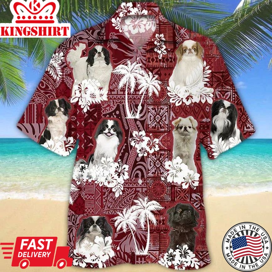 Japanese Chin Red Hawaiian Shirt, Gift For Dog Lover Shirts, Animal Summer Shirts