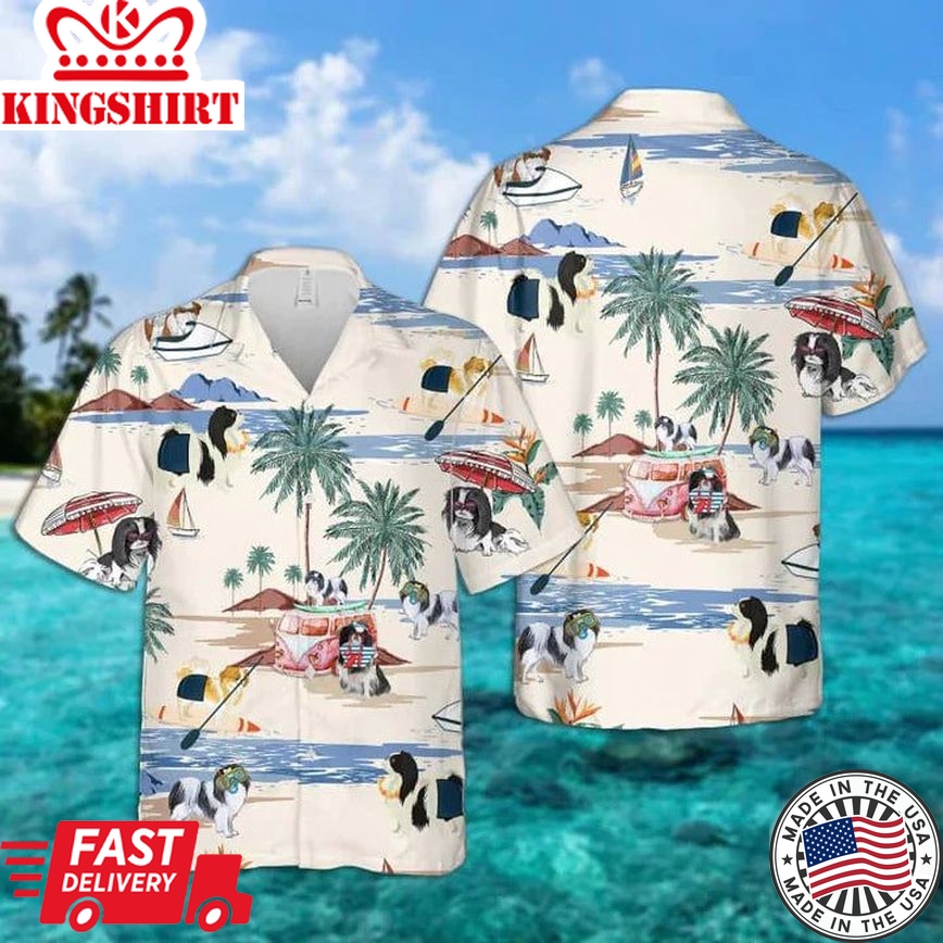 Japanese Chin Summer Beach Hawaiian Shirt, Hawaiian Shirts For Men Women Short Sleeve Aloha Beach Shirt