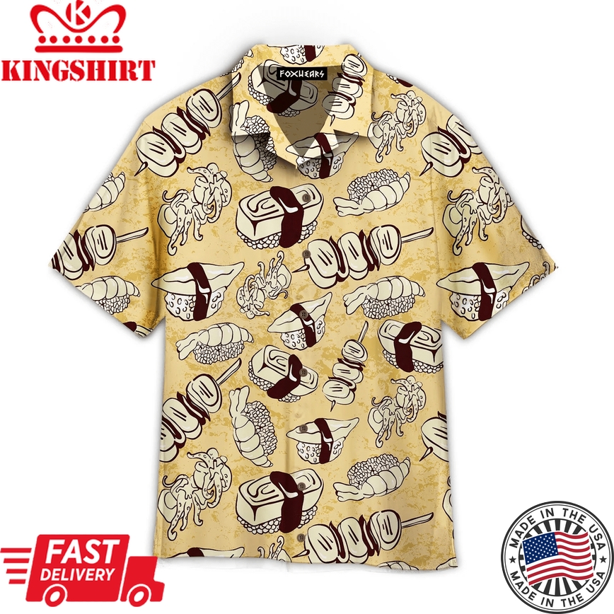 Japanese Food Pattern Trendy Hawaiian Shirt For Aloha Shirt