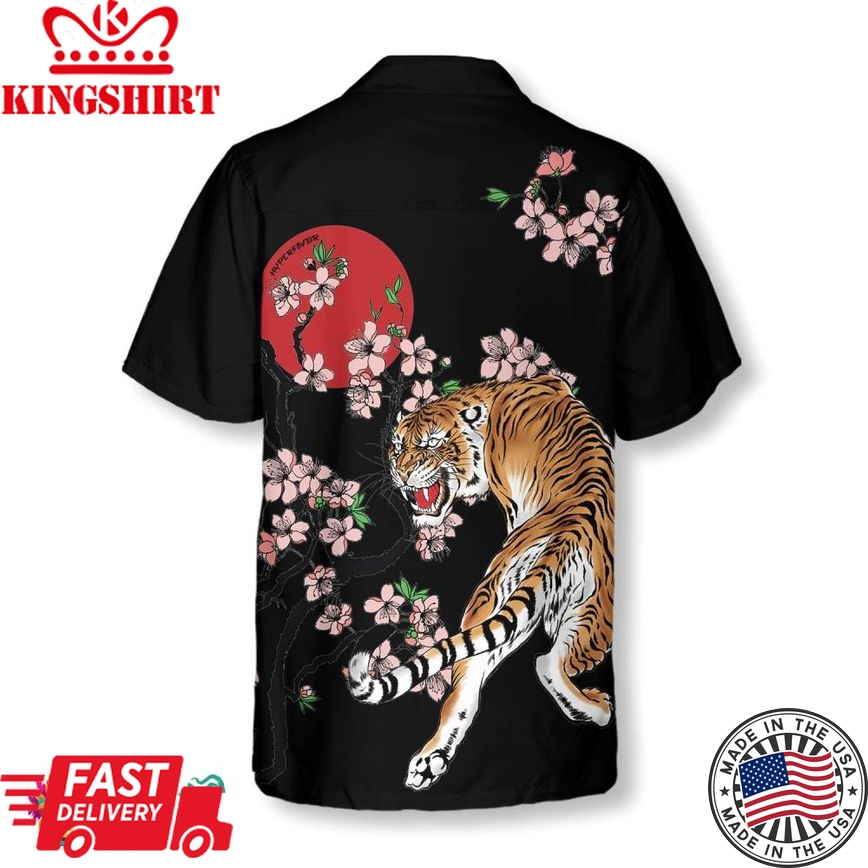 Japanese Tiger Sakura Shirt For Men Hawaiian Shirt