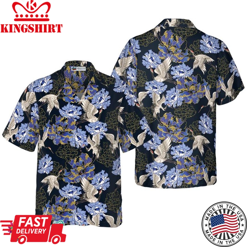 Japanese White Cranes Hawaiian Shirt