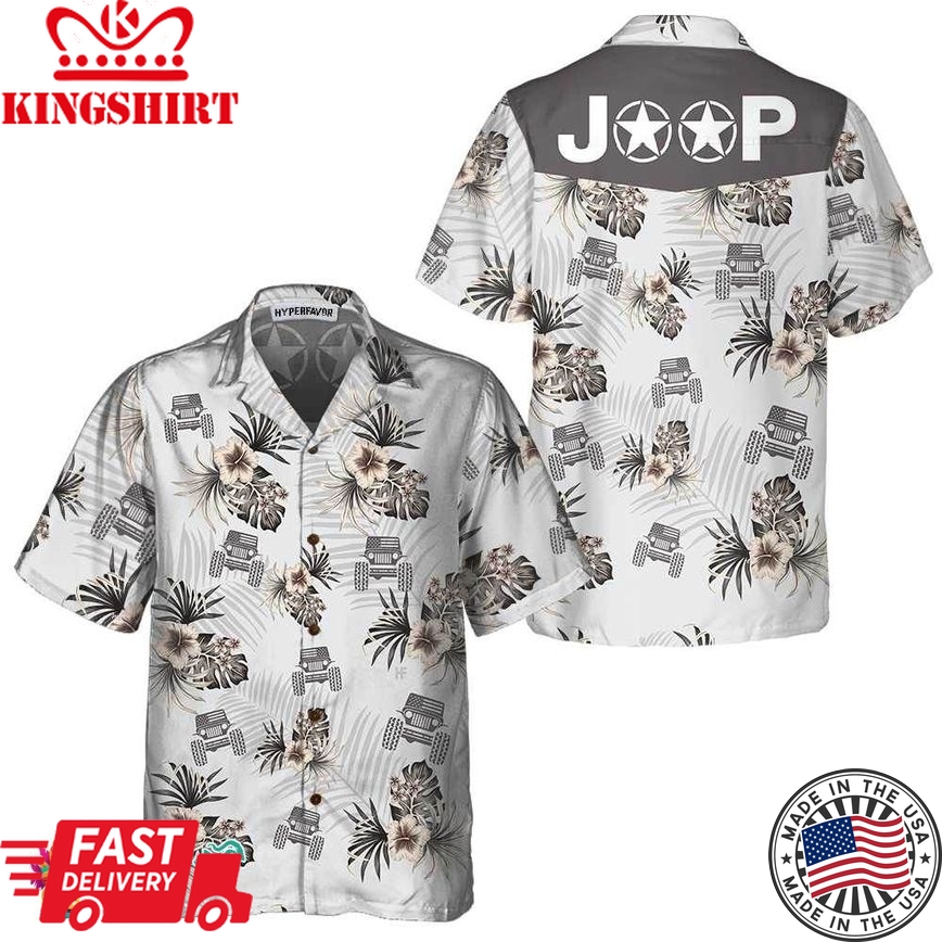 Jeep And Hibiscus Pattern Hawaiian Shirt, Tropical Jeep Shirt For Men & Women