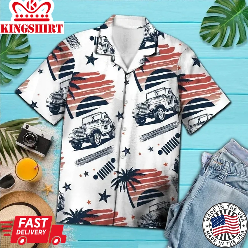 Jeeps On The Beach Black And White Style Trendy Hawaiian Shirt