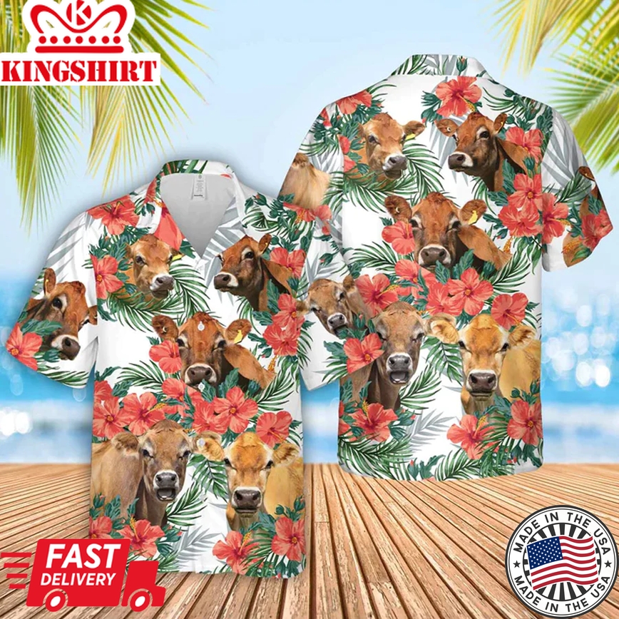 Jersey Hawaiian Flowers Trendy Hawaiian Shirt, Summer Gift For Men And Women