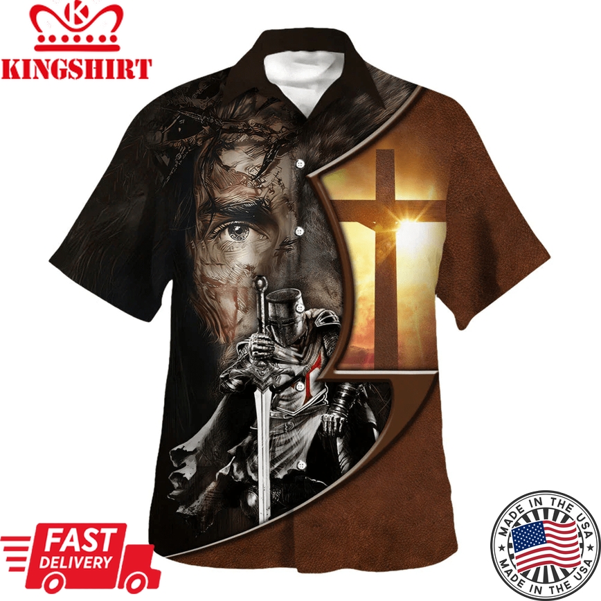 Jesus A Child Of God A Man Of Faith A Warrior Of Christ Trendy Hawaiian Shirt - Christian Trendy Hawaiian Shirt - Religious Trendy Hawaiian Shirts