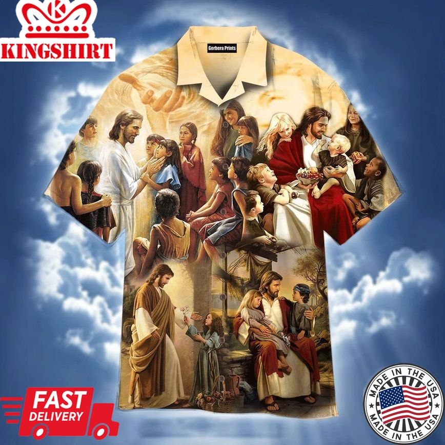 Jesus And Children From Around The World Aloha Hawaiian Shirts For Men And Women