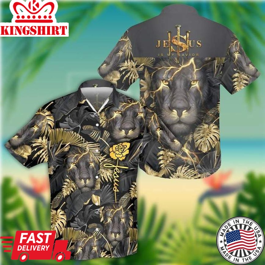 Jesus And Lion Grey Aloha Hawaiian Shirts For Men And Women